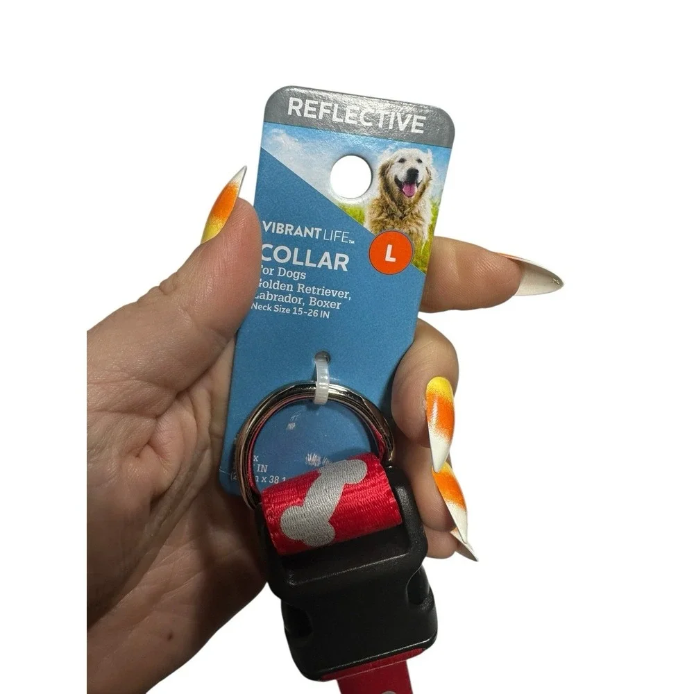 VIBRANT LIFE dog collar SIZE LARGE neck size 15-26 in 50-90‎ lb reflective